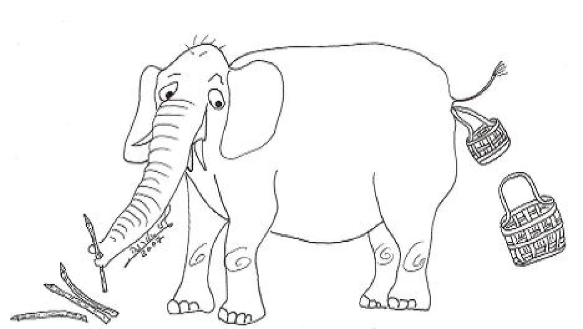 An elephant which ate fronds and excreted them with his excrement in the form of a basket