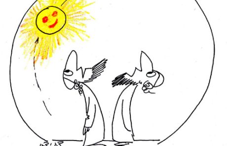 Where is the sun at night? Above the roof of the skies or on its north side?