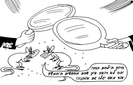 Две мыши, одна с мацой во рту, другая с <i>хамецом </i>во рту, вошли в два разных дома