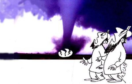 עוף גדול מטיל ביצה שאינה מופרית תוך כדי מעופו וגורם לשיטפון