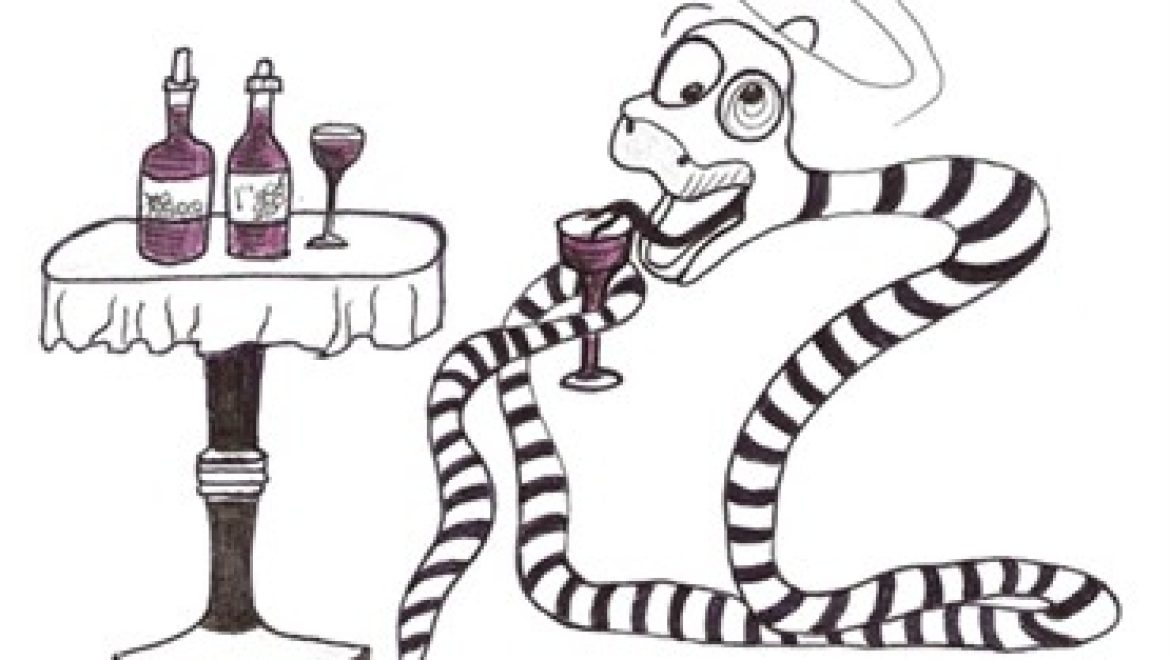 A snake who drinks diluted wine and leaves venom in it